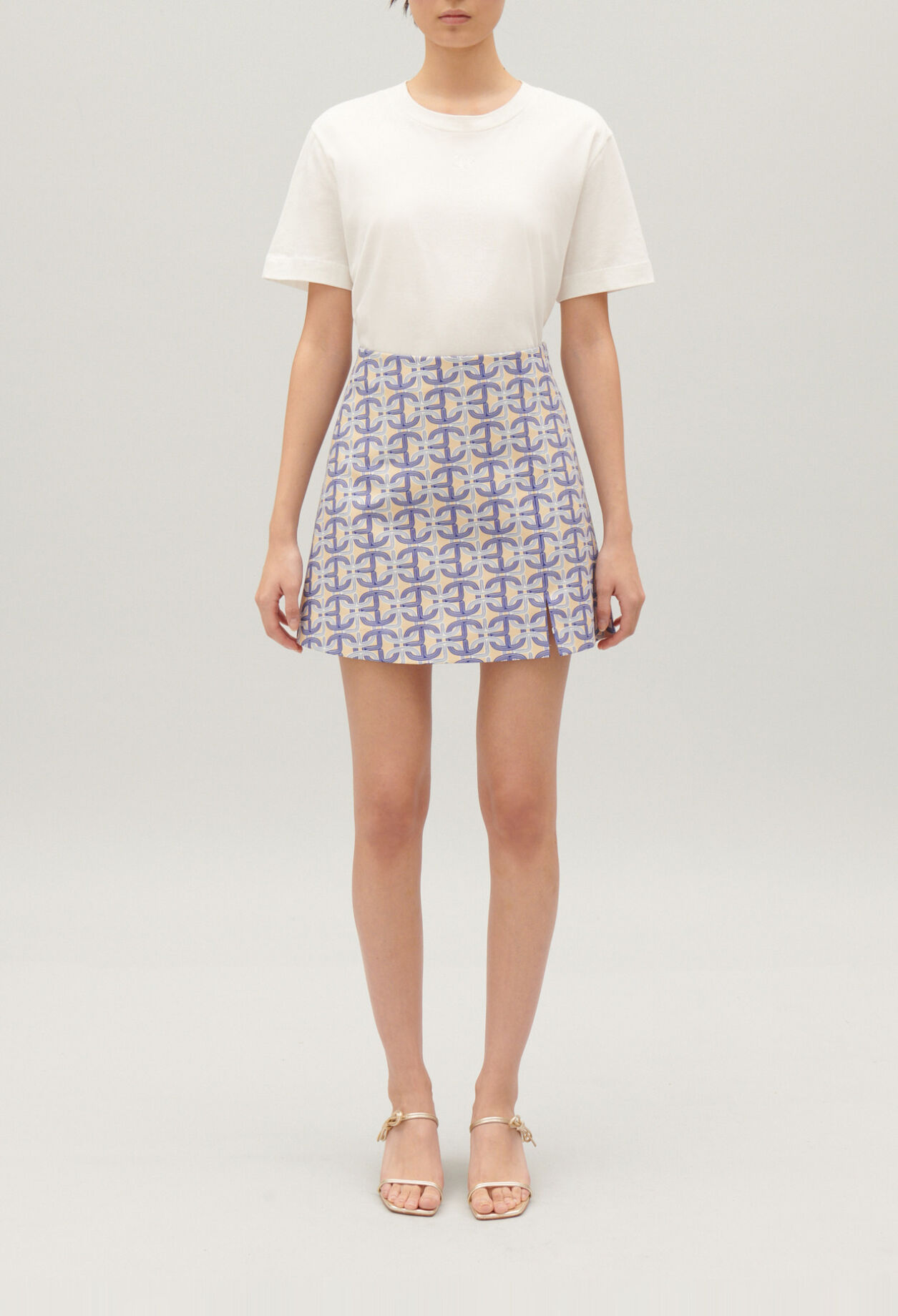 Short A-line skirt with monogram