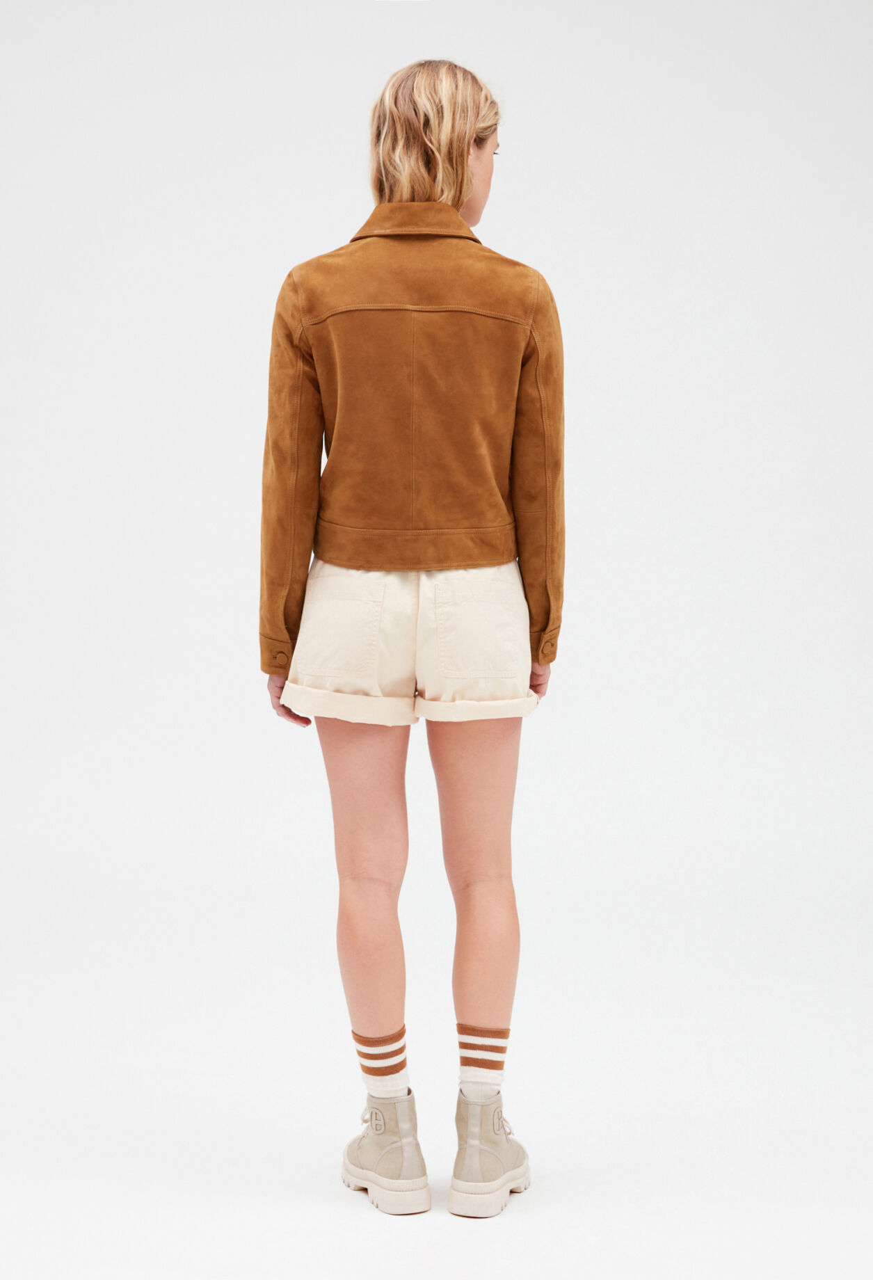 Short camel suede jacket