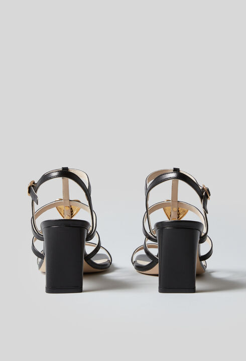Leather heart heel sandals