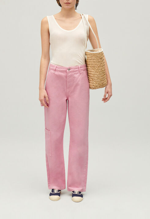 Pink Pierre cargo straight-leg jeans