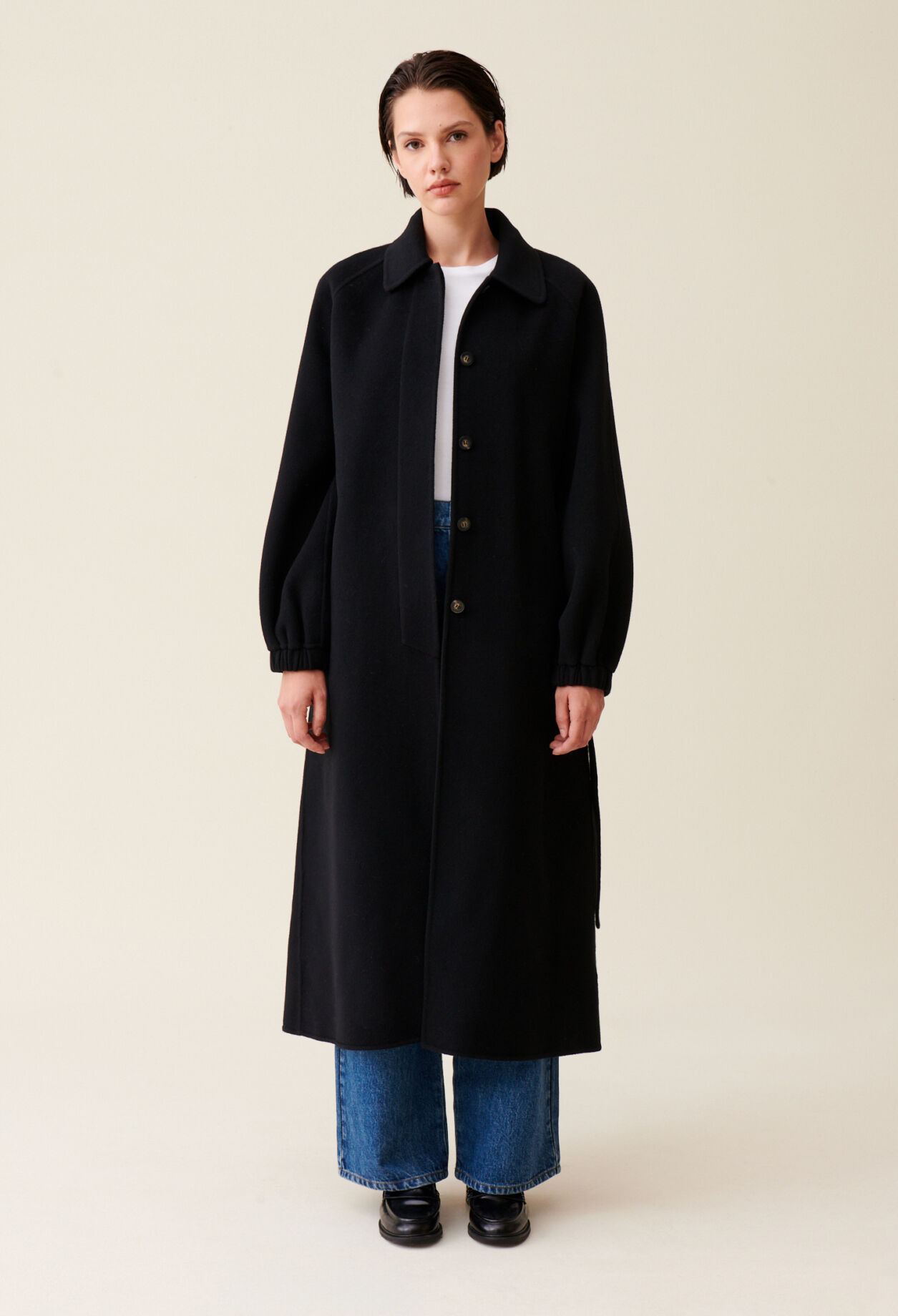Brown belted long coat