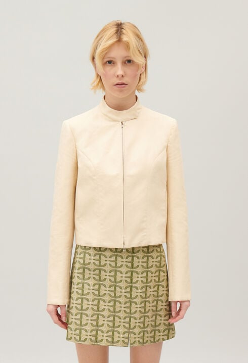 Pale beige biker jacket