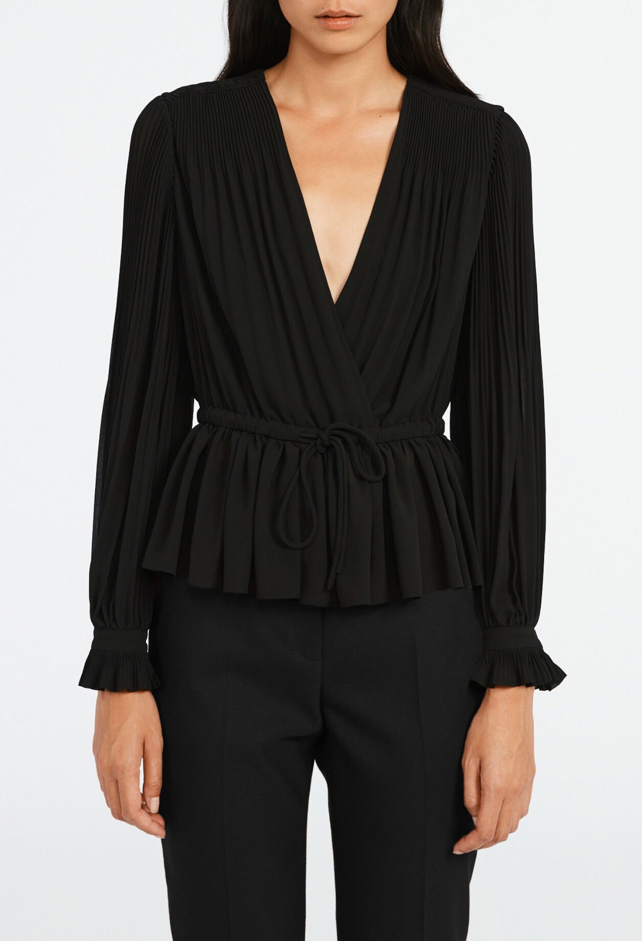 Pleated wrap top