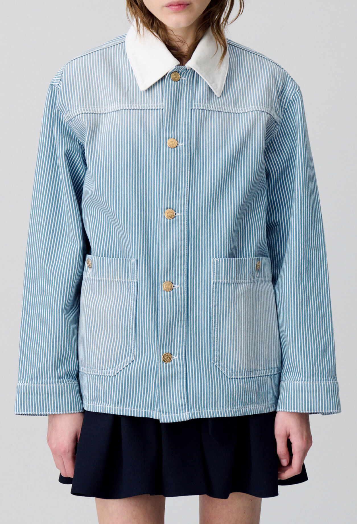 Striped denim gabardine jacket