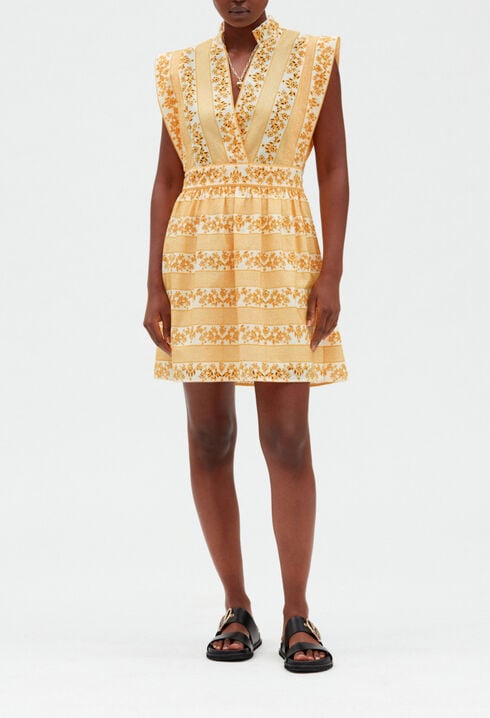 Short embroidered white cotton dress