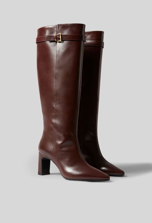 Bottes hautes cuir à boucle