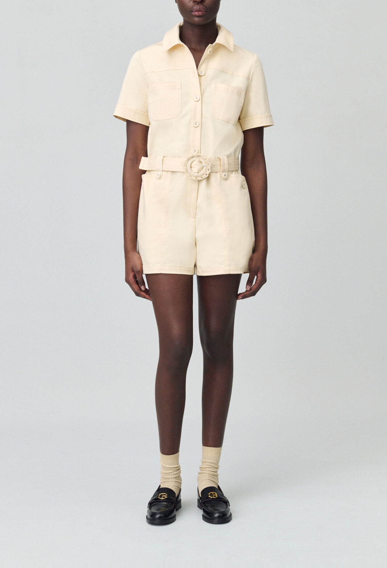 Shirt collar jumpsuit