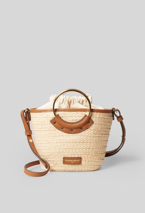 Small woven basket bag with ring