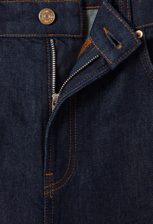 Raw denim straight-cut jeans
