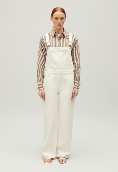 Cream denim dungarees