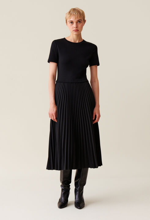 Twist Dual-Fabric Dress