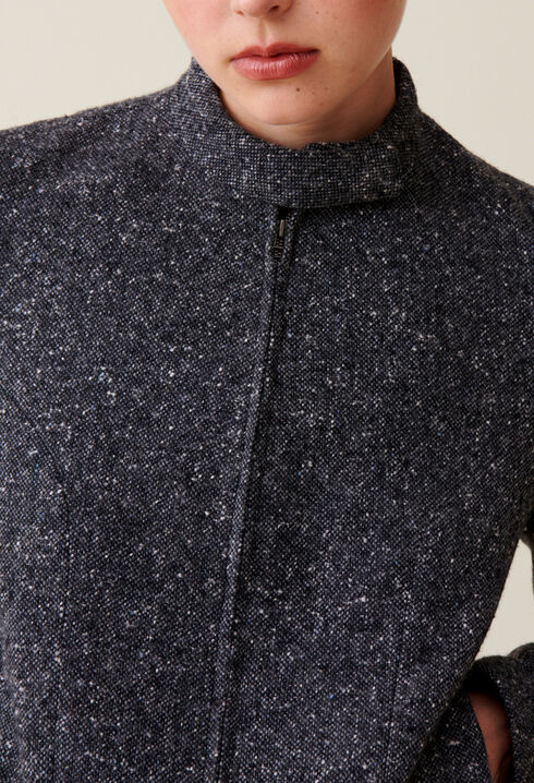 Grey short mixed wool jacket