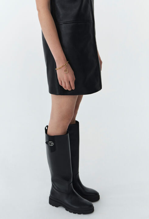 Short Zipped Leather Dress