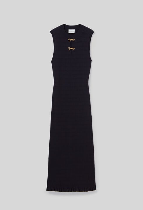 Long knit dress with bows