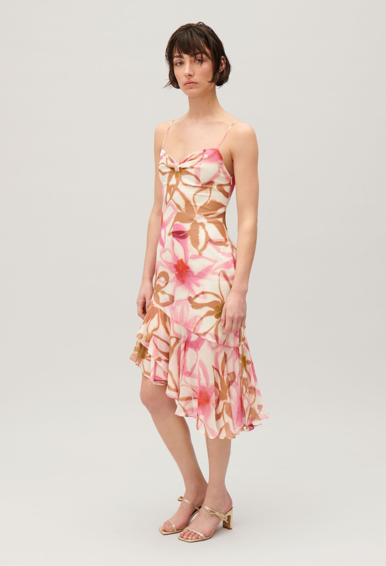 Silk printed midi dress