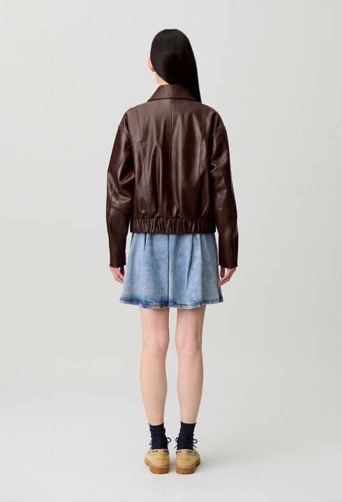 Casual shiny leather jacket
