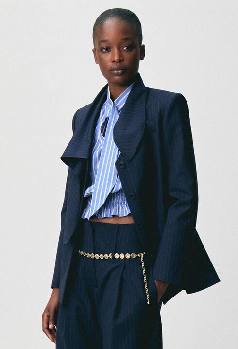 Wool jacket with removable scarf