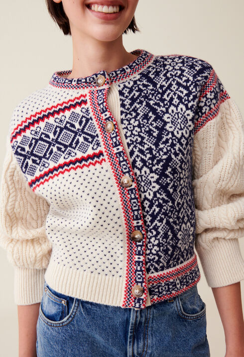 Cable-knit wool cardigan