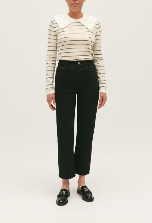Black straight-leg jeans