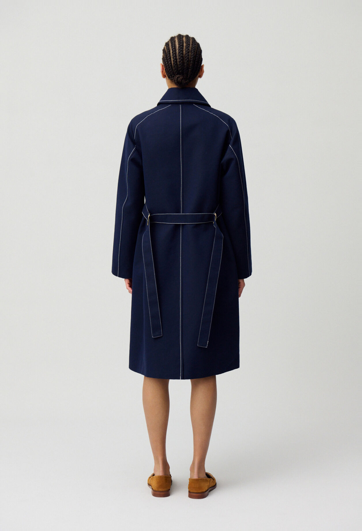 Belted mid-length trench