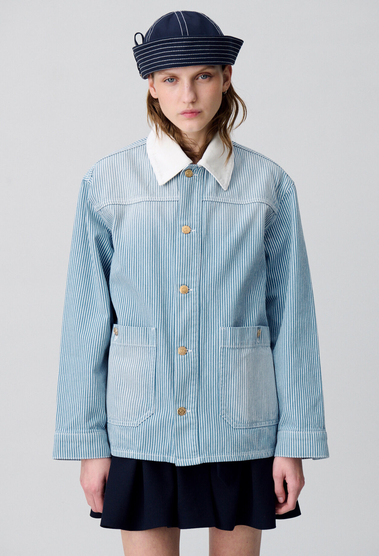 Striped denim gabardine jacket
