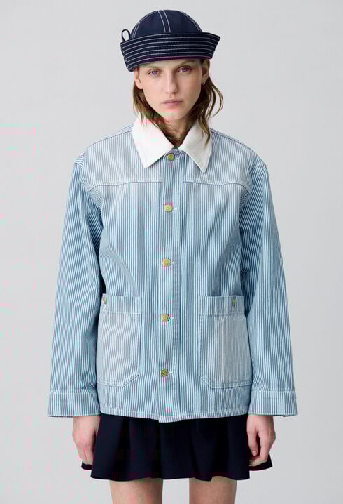 Striped denim gabardine jacket