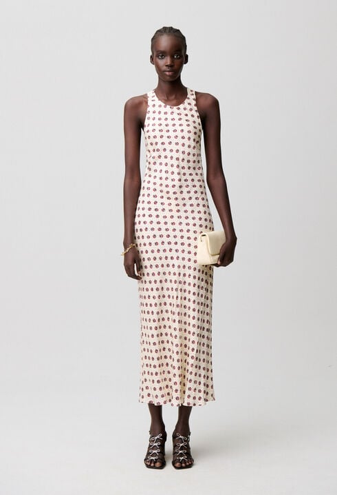 Printed Satin Maxi Dress