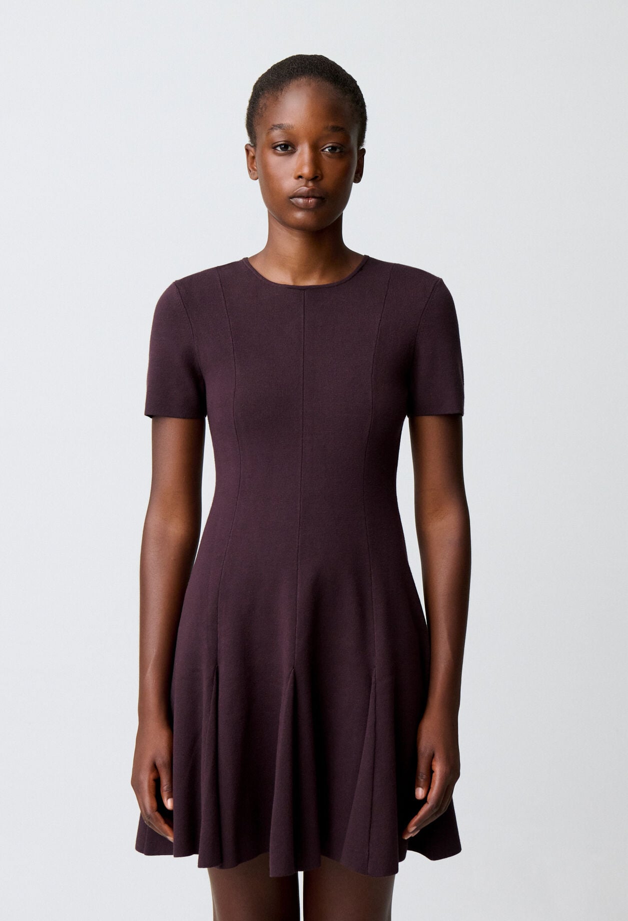 Contrast collar knit skater dress