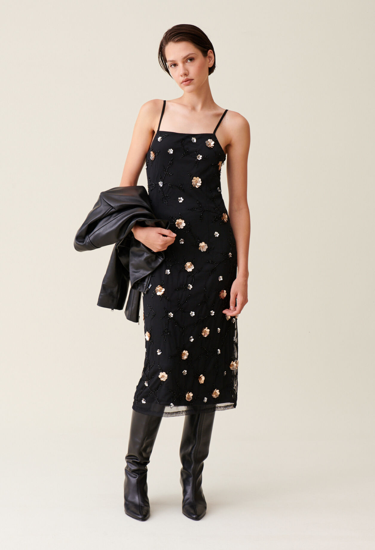 Flowy sequin-embroidered gown