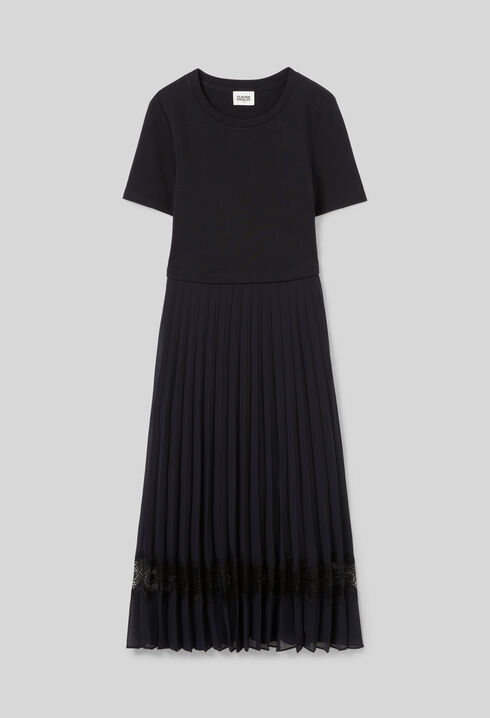 Black and navy bi-material dress 