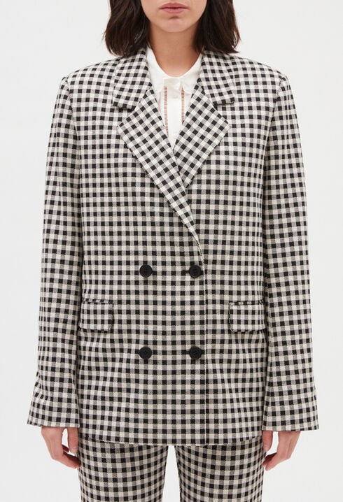 Two-tone vichy suit jacket