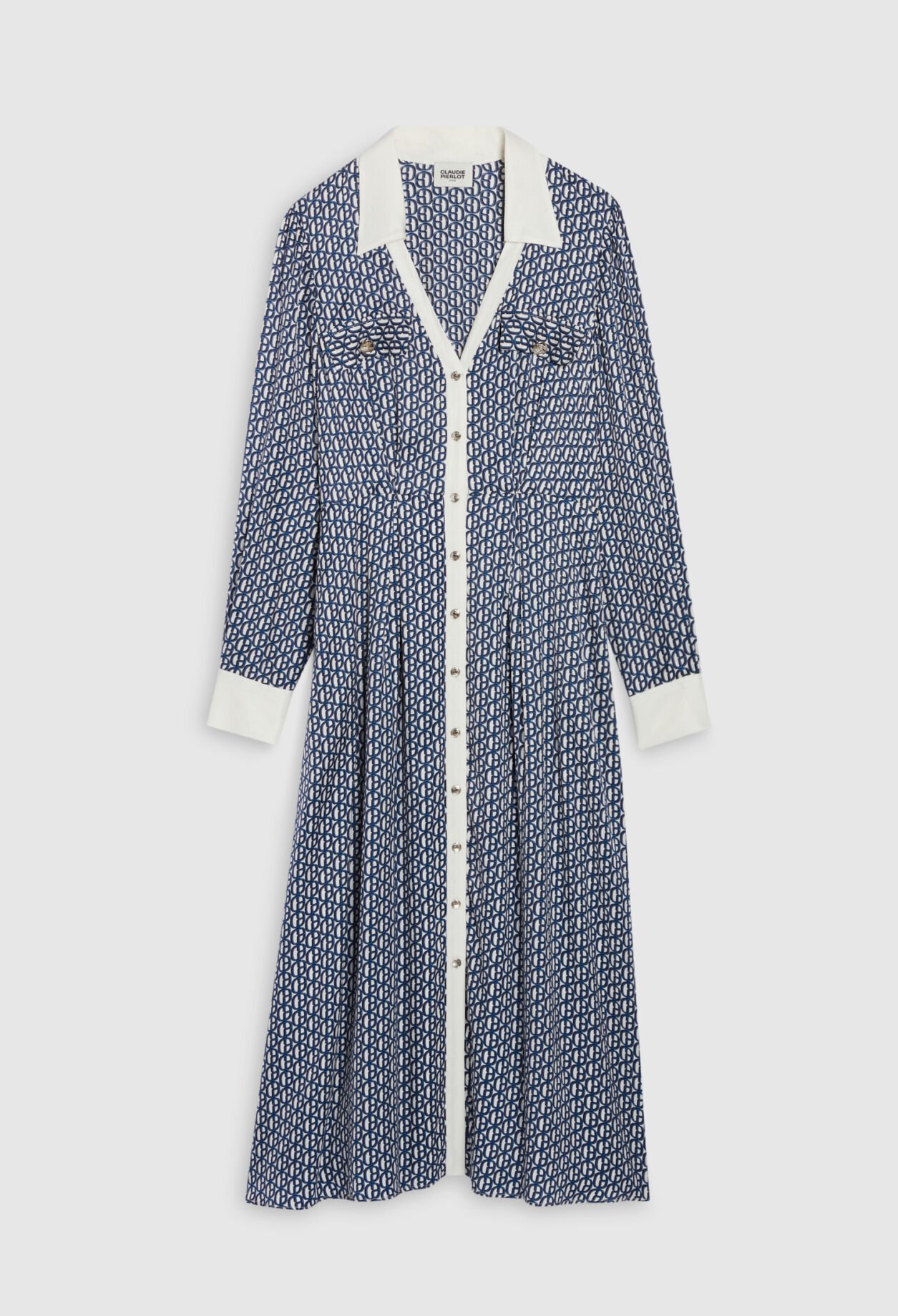 Monogrammed blue mid-length dress