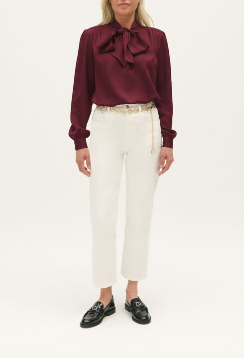 Burgundy pussy bow blouse