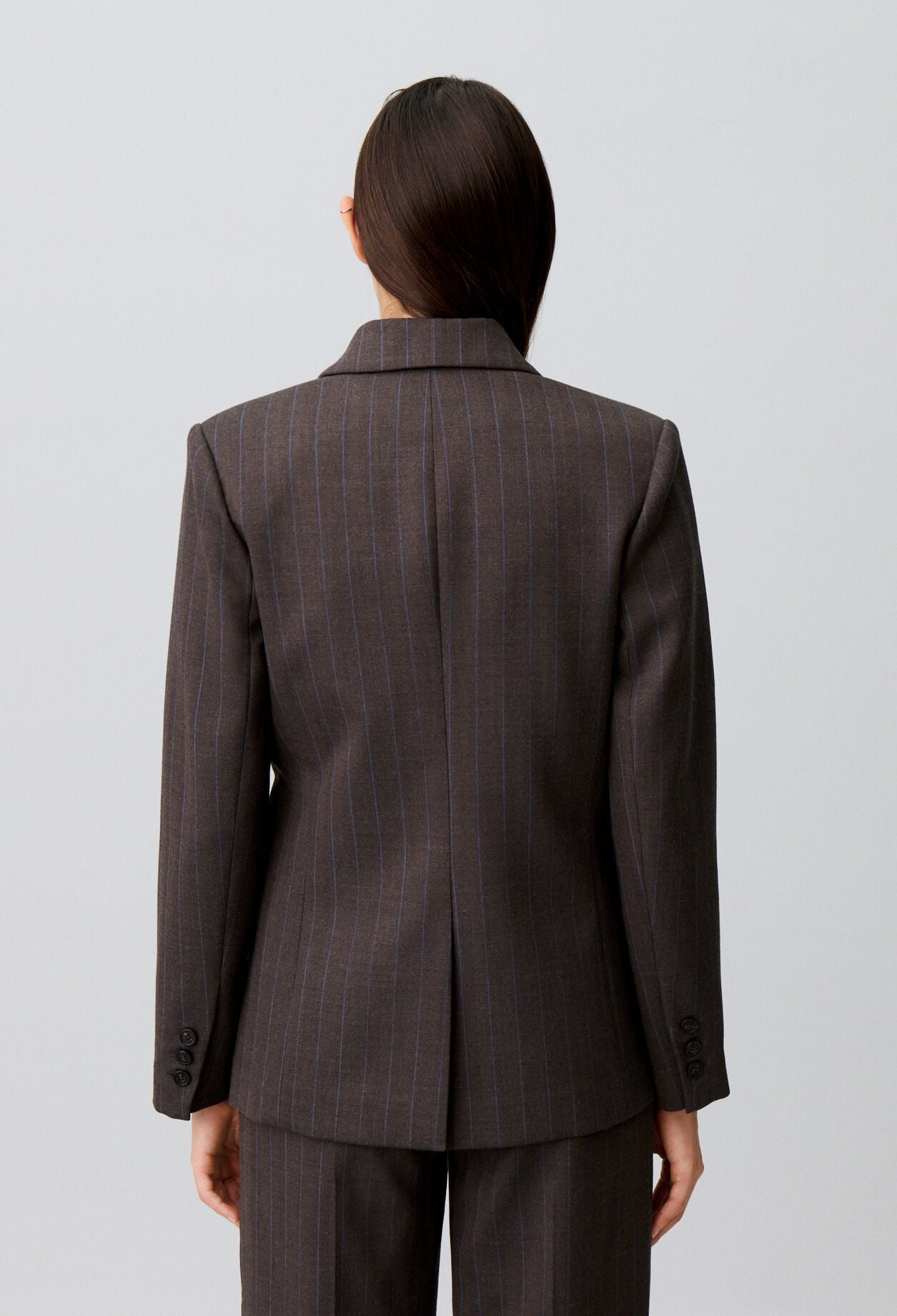 Striped double buckle suit jacket