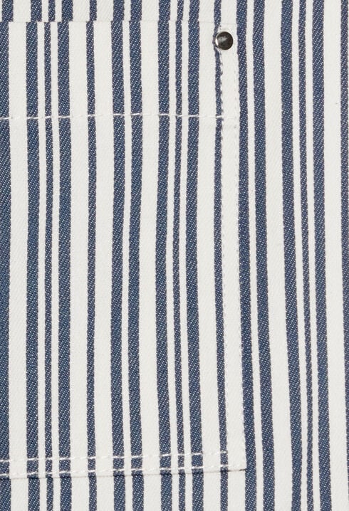 Short denim striped dungaree dress