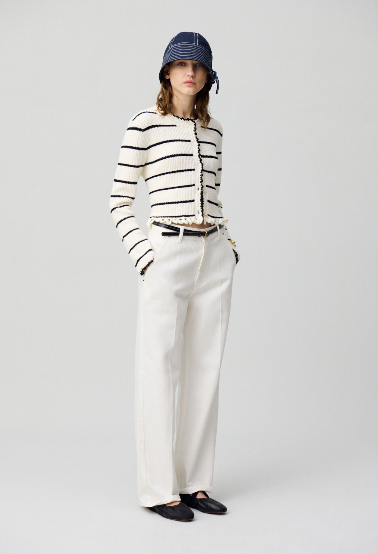 Fine knit striped cardigan