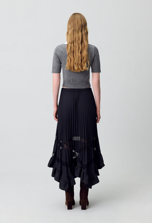 Asymmetrical pleated skirt
