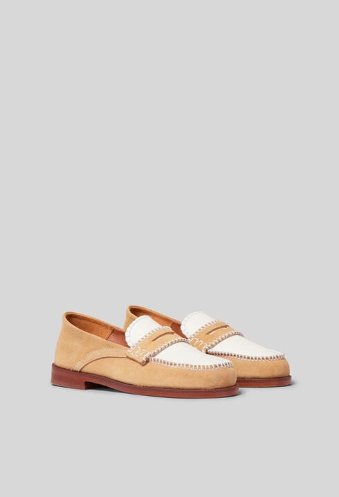 Suede ballet flats, stitch detail