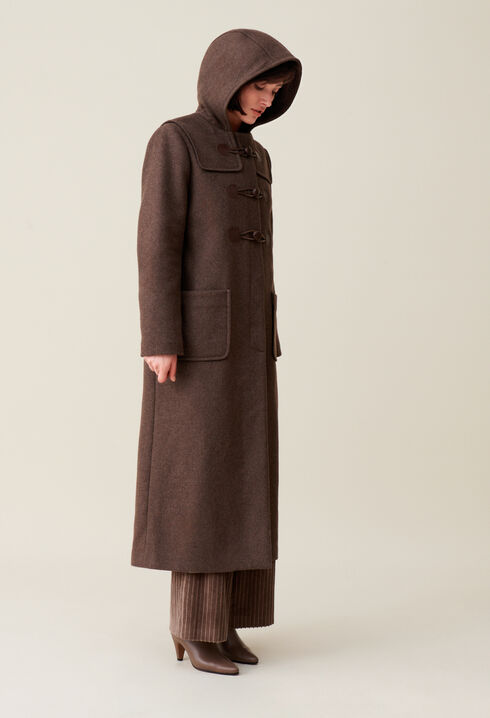 Brown long hooded coat