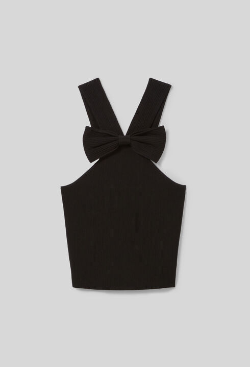 Fine knit bow top