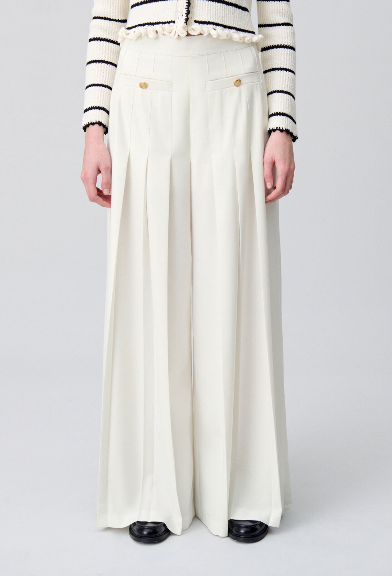 Pleated Wide-Leg Trousers