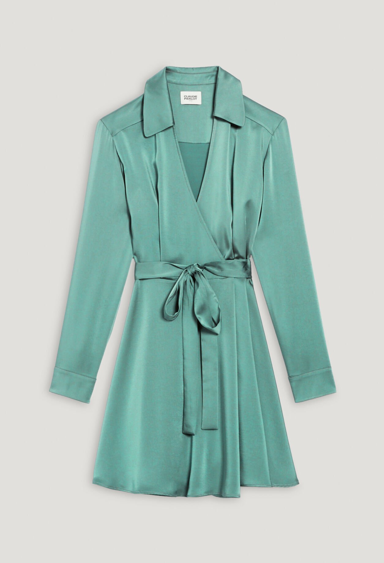 Short green wrapover dress