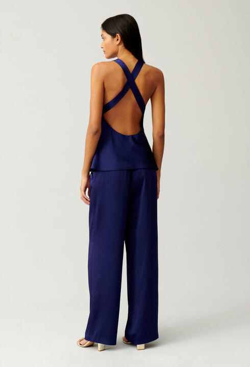 Indigo backless top