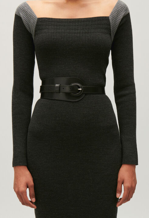 Black leather belt