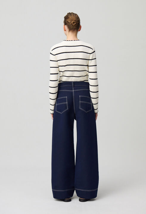 Wide-leg trousers with hems