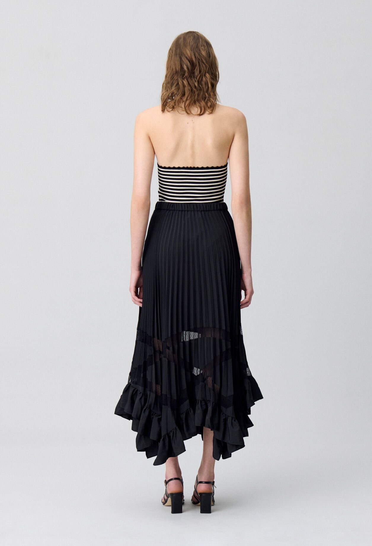 Asymmetrical pleated skirt