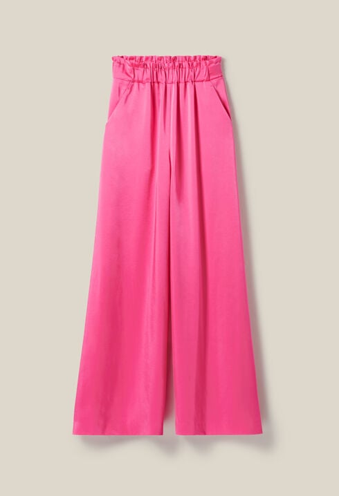 Wide-leg trousers with smocked waistband