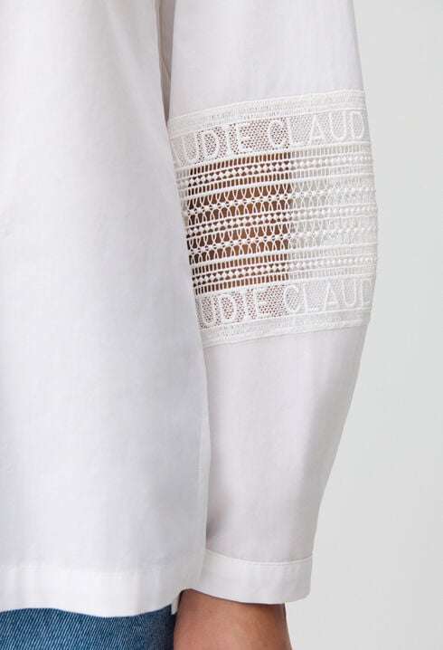 Cotton shirt with frill collar
