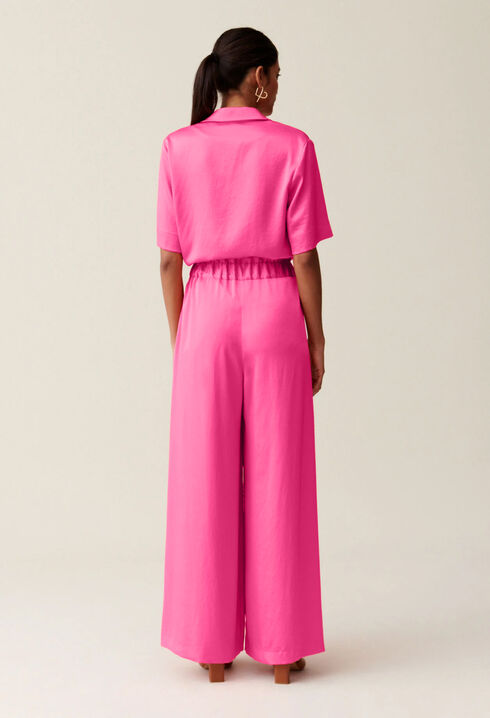 Wide-leg trousers with smocked waistband