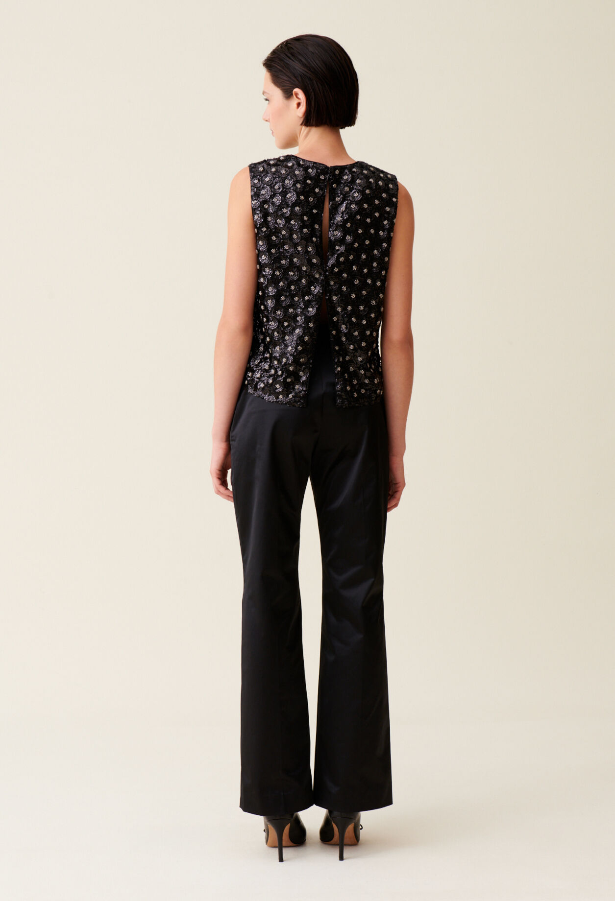 Top embroidered sequins open back